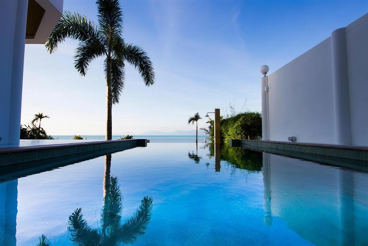 The beachfront pool
